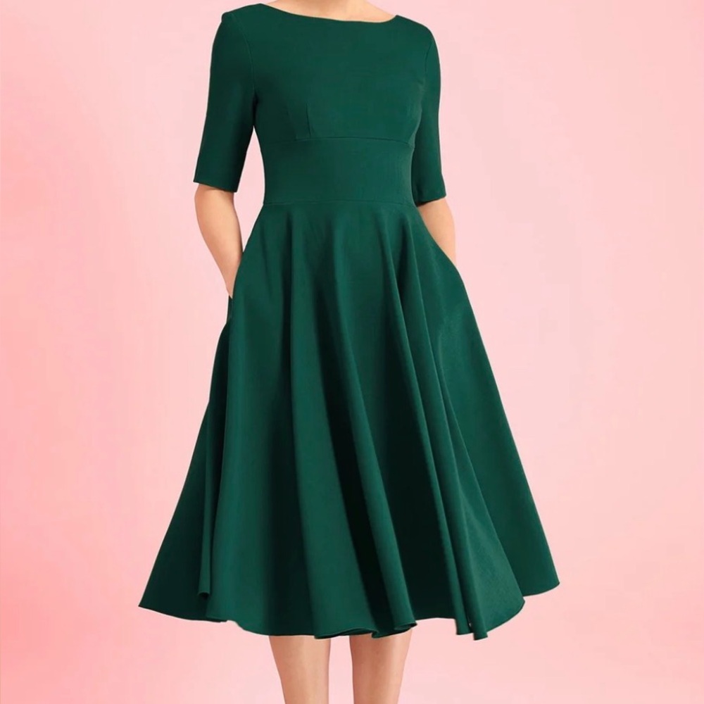 Forest Green Hepburn Swing Dress